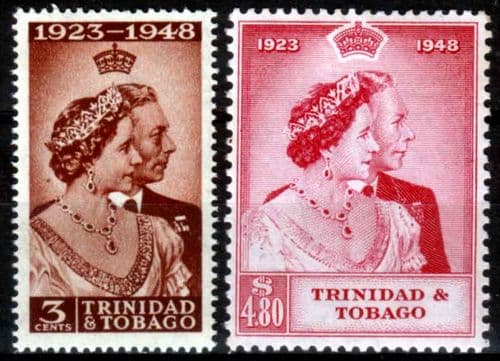 Trinidad and Tobago 1948 King George VI Royal Silver Wedding Set Fine Mint