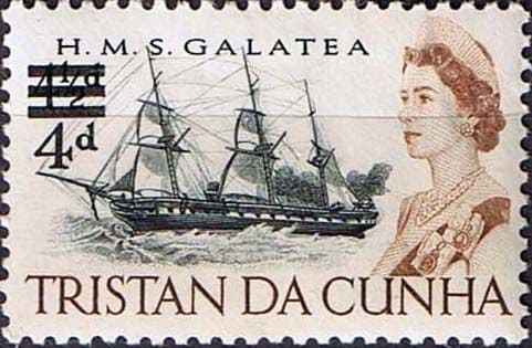 Tristan Da Cunha 1967 SG 108 Ship HMS Galatea Surcharged Fine Mint