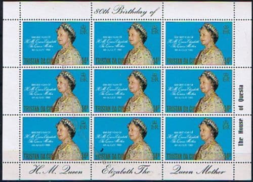 Tristan Da Cunha 1980 Mothers 80th Birthday Sheetlet Fine Mint