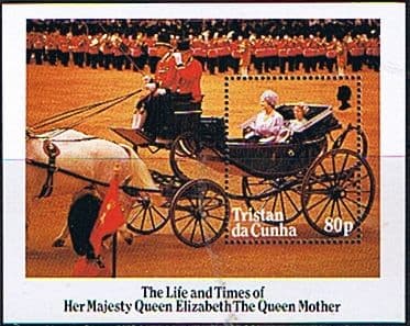 Tristan Da Cunha 1985 Queen Mother Life and Times Miniature Sheet Fine Mint