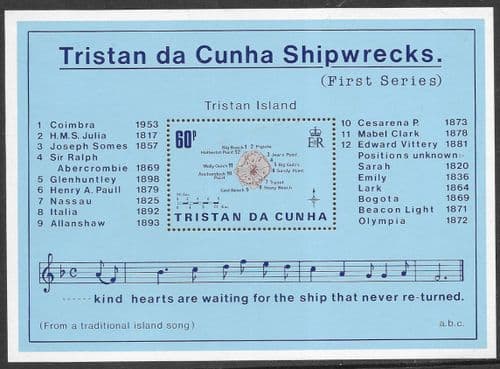 Tristan Da Cunha 1985 Shipwrecks Miniature Sheet Fine Mint