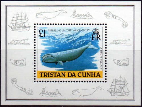 Tristan Da Cunha 1988 19th-century Whaling Miniature Sheet Fine Mint