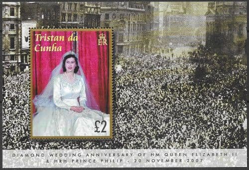 Tristan Da Cunha 2007 Diamond Wedding Miniature Sheet Fine Mint