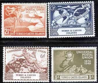 Turks and Caicos 1949 Universal Postal Union Set Fine Mint