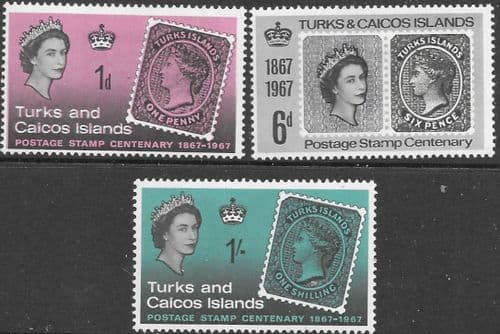 Turks and Caicos Island 1967 Stamp Centenary Set Fine Mint