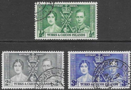 Turks and Caicos Islands 1937 King George VI Coronation Fine Used