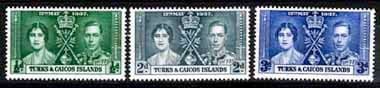 Turks and Caicos Islands 1937 King George VI Coronation Set Fine Mint