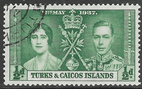 Turks and Caicos Islands 1937 King George VI Coronation SG 191 Fine Used
