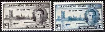 Turks and Caicos Islands 1946 King George VI Victory Set Fine Mint