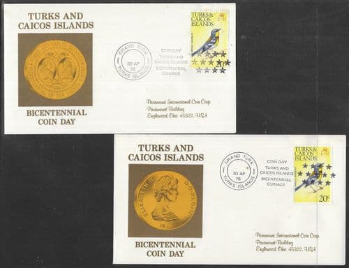 Turks and Caicos Islands 1976 Bicentennial Coin Day Cover (1)