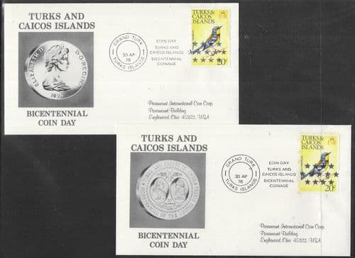 Turks and Caicos Islands 1976 Bicentennial Coin Day Cover (2)
