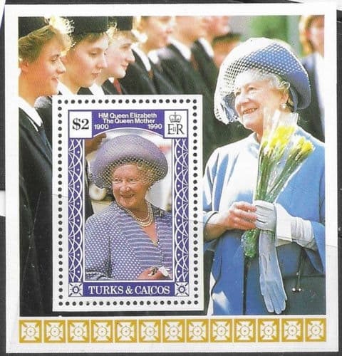 Turks and Caicos Islands 1990 Queen Mother 90th Birthday Miniature Sheet Fine Mint