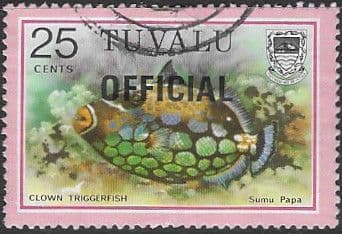 Tuvalu 1981 Clown triggerfish "OFFICIAL" SG O10 Fine Used