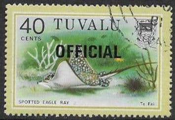 Tuvalu 1981 Spotted eagle ray "OFFICIAL" SG O11 Fine Used
