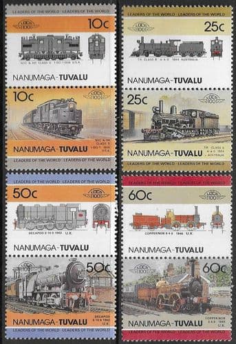 Tuvalu Nanumaga 1985 Leaders of the World. Railway Locomotives Set Fine Mint