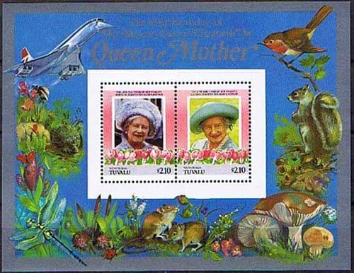 Tuvalu Nanumaga 1985 Queen Mother Life and Times Miniature Sheet $2.10 Fine Mint