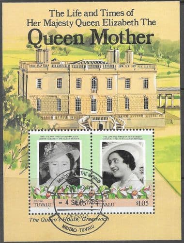 Tuvalu Niutao 1985 Queen Mother Life and Times Miniature Sheet $1.05 Fine Used