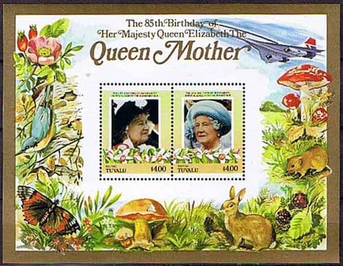 Tuvalu Niutao 1985 Queen Mother Life and Times Miniature Sheet $4 Fine Mint