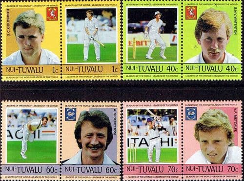 Tuvalu Nui 1985 Cricketers Set Fine Mint