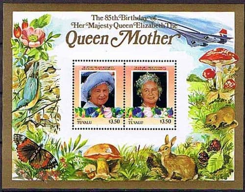 Tuvalu Nui 1985 Queen Mother Life and Times Miniature Sheet $3.50 Fine Mint