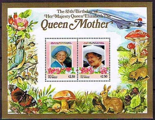 Tuvalu Vaitupu 1985 Queen Mother Life and Times Miniature Sheet $2.50 Fine Mint