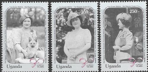 Uganda 1990 Queen Mother 90th Birthday Set Fine Mint
