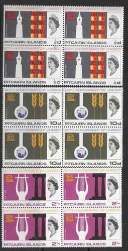 UNESCO 1966 Pitcairn Islands Set Fine Mint Block of 4