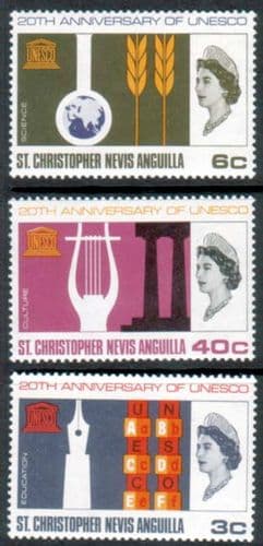 UNESCO 1966 St Christopher Nevis and Anguila Set Fine Mint