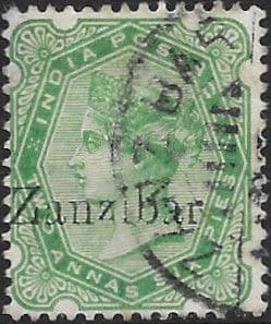 Zanzibar 1895 Queen Victoria India Overprint SG 8 Fine Used