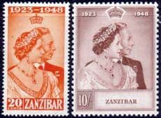 Zanzibar 1948 King George VI Royal Silver Wedding Set Fine Mint