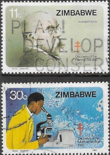 Zimbabwe 1982 Dr. Robert Koch's Discovery of Tubercle Bacillus Set Fine Used
