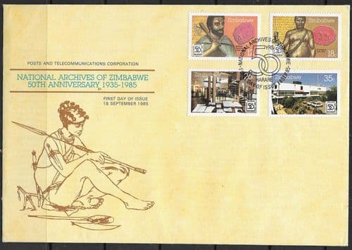 Zimbabwe 1985 National Archives Set on First Day Cover Fine Used