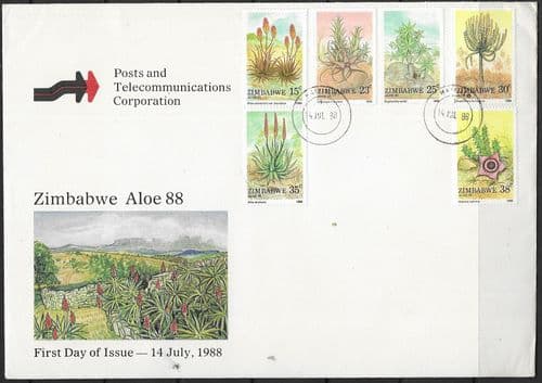 Zimbabwe 1988 Aloes Set on Offical First Day Cover Fine Used