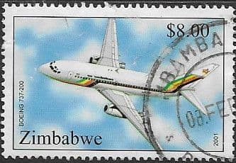 Zimbabwe 2001 Aircraft SG 1044 Fine Used