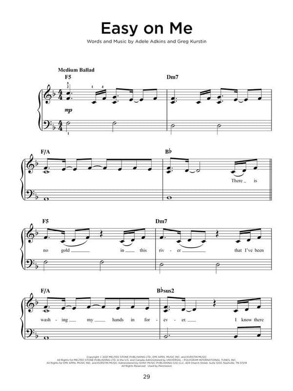 Chart Hits of 2021-2022 (Easy Piano)