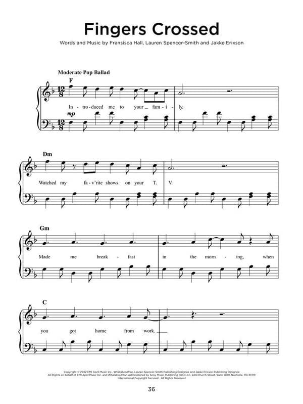 Chart Hits of 2021-2022 (Easy Piano)