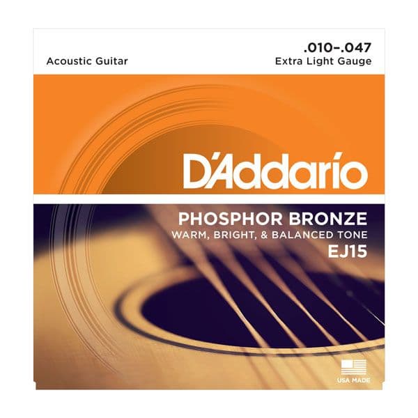 D'Addario EJ15 Phosphor Bronze Extra Light Acoustic Guitar Strings10-47