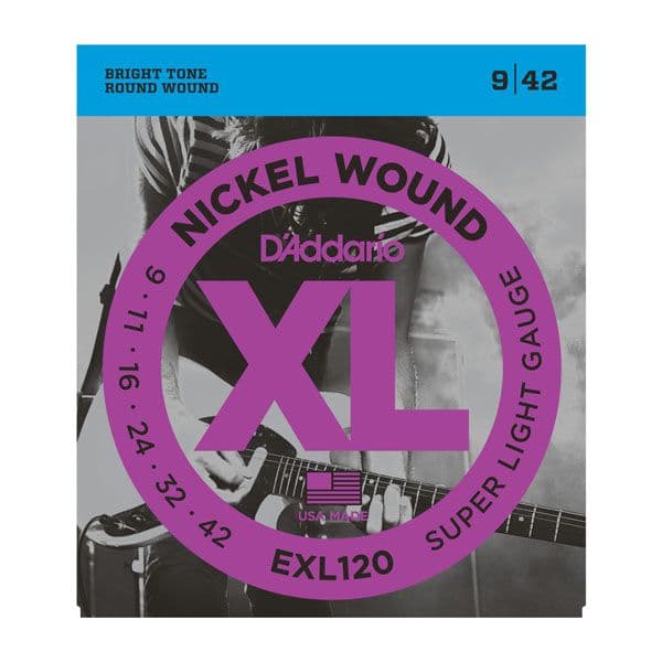 D'Addario XL Nickel Wound Electric Guitar Strings 9-42