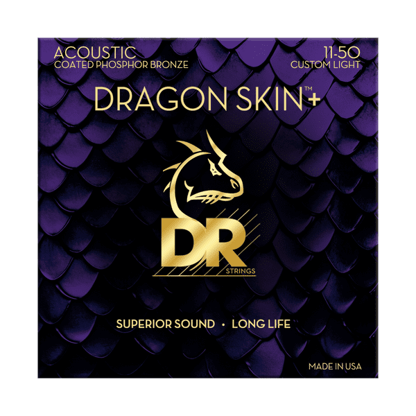 DR Strings Dragon Skin+ Phosphor Bronze Acoustic Guitar Strings 11-50