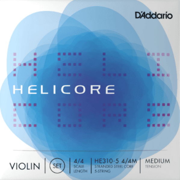 Helicore Violin String Set, 4/4 Scale, Medium Tension