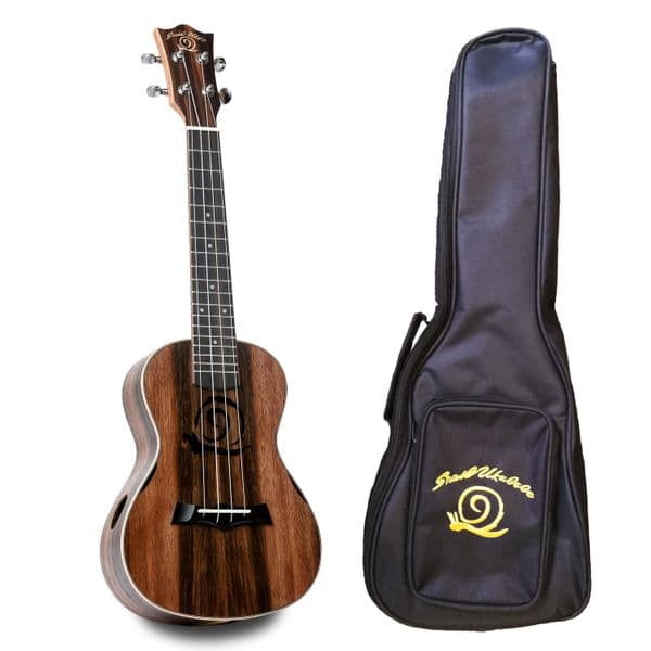 Snail UKC-483 Ebony Ukulele w/ Snail Logo Sound Hole