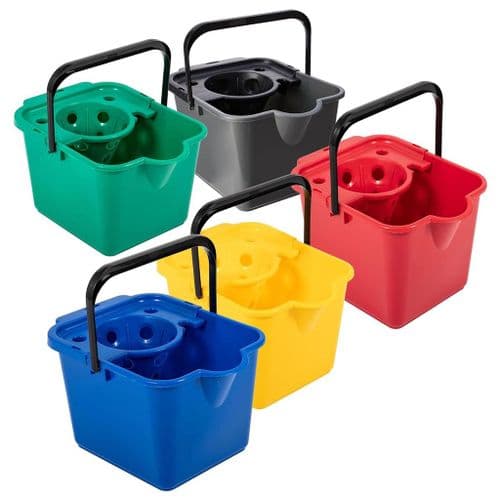 12L Plastic Mop Bucket Only With Wringer Coloured Buckets With Lip For Easy Pouring