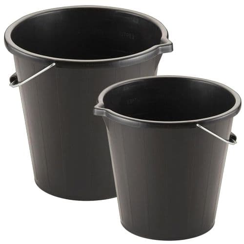 14 Litre Black Plastic Water Storage Cement Mixing Buckets