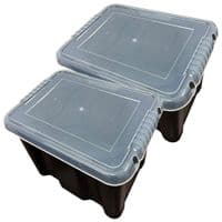 24 Litre Large Black Plastic Storage Box With See Through Lids