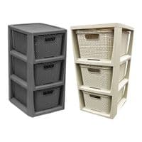 3,4 Or 5 Cream & Grey Stylish Rattan Effect Storage Tower Commode Baskets