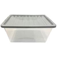 3 x 62L Stackable Clear Plastic Storage Boxes With Silver Lids