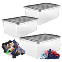 4 x 32 Litre Underbed Storage Boxes With Silver Lids