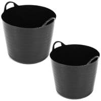 40 Litre Strong Black Flexi Plastic Storage Buckets For Home, Garden & DIY