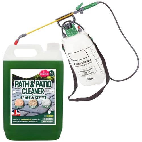 5 Litre Sprayer Bottle & Patio Cleaner Fluid Staining Remover Cleaning Solution