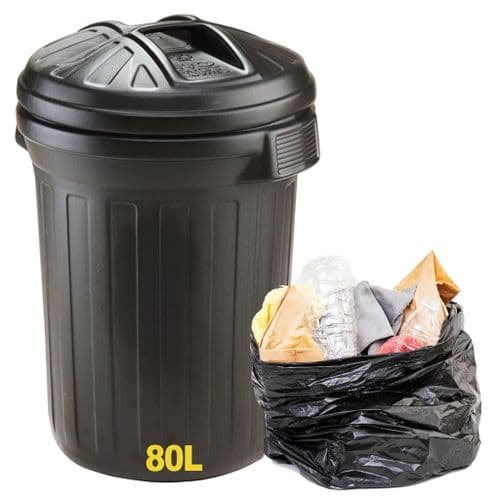80L Large Capacity Indoor Outdoor Heavy Duty Shatterproof Refuse Rubbish Bin With Lid